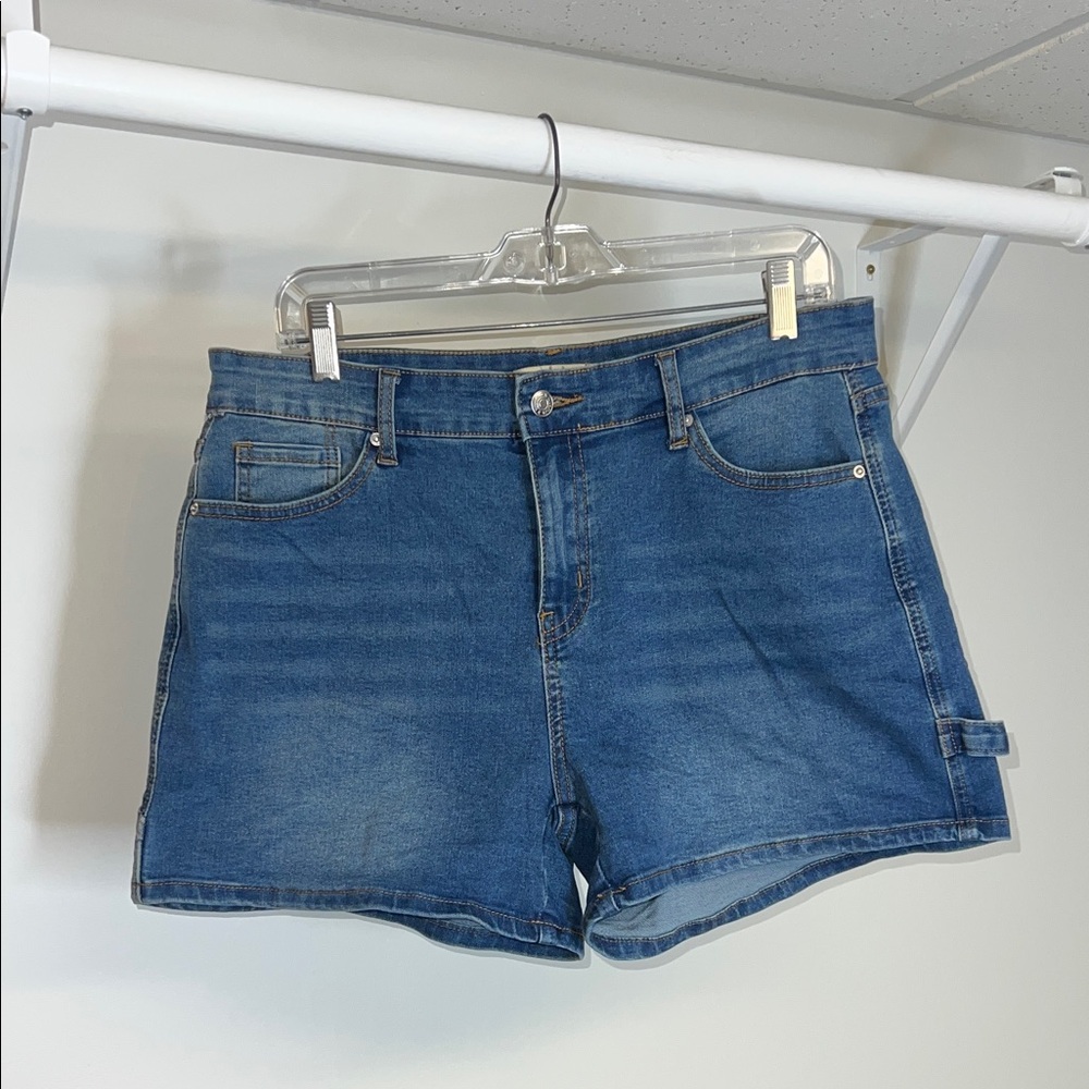 Luvamia Blue Carpenter Style Denim Women's Shorts- L
